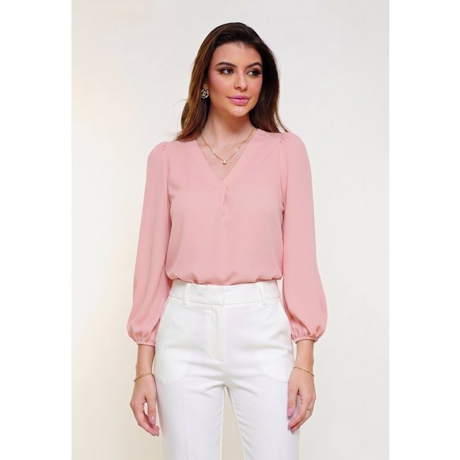Blusa Intens Manga Longa Crepe Rosa