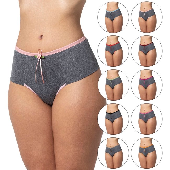 Kit 6 Calcinha Gabi Lingerie de Algodão Mescla Calça Modelagem Cintura Alta perfeita para o seu corpo