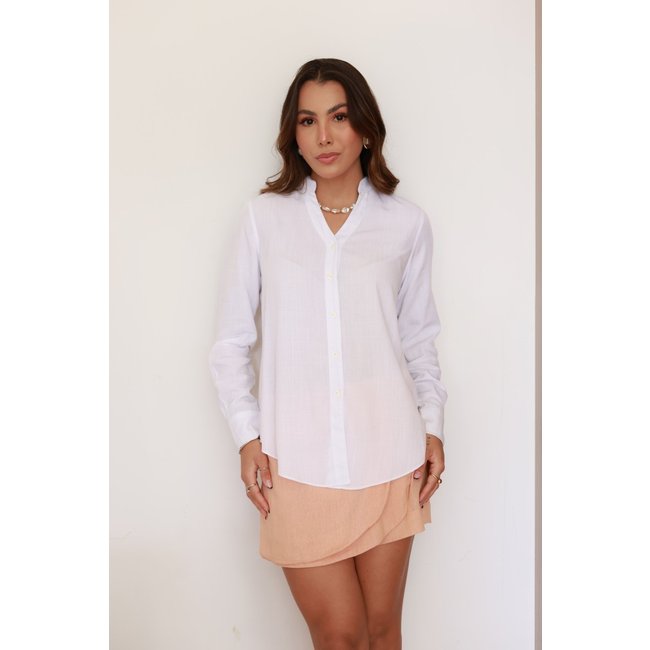 Camisa Feminina Ícone Fashion Gola V Branca