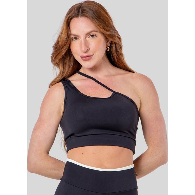 Top Feminino Esportivo Faixa Lateral com Design Assimétrico