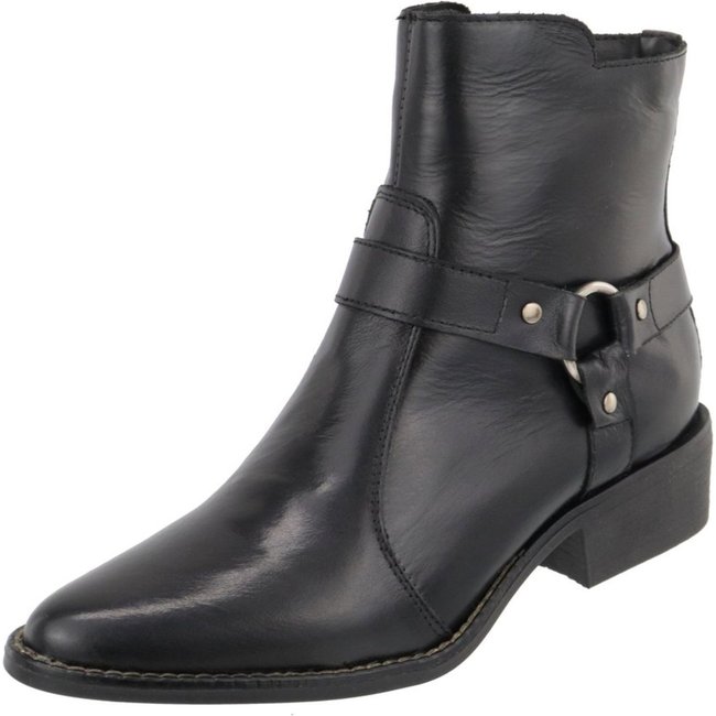 Bota Feminina Bico Fino Cano Baixo Couro Preto Kuento Shoes