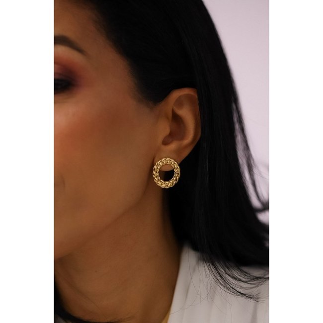 Brinco Redondo Trancado Banhado a Ouro 18k