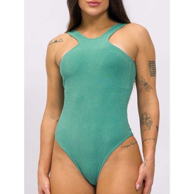 Body Maiô Modelador Frente Única Beach Texturizado Verde
