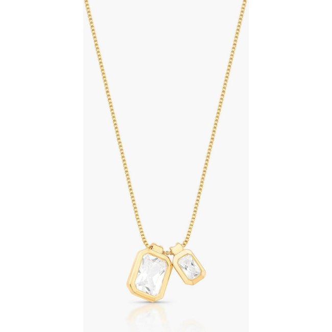 Infantil - Colar com Dois Pingentes em Cristal Semijoia Banhado a Ouro 18K Ania Store