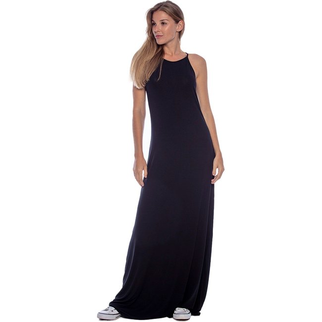 Vestido Longo Malha Trapézio Amazonia Vital Preto