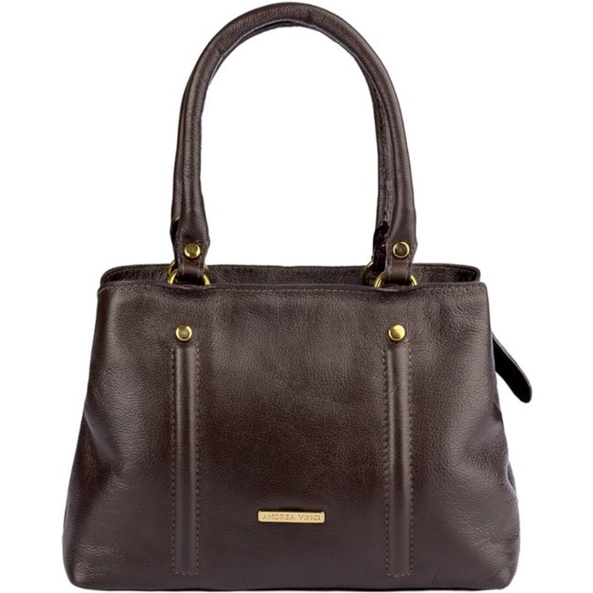 Bolsa de couro liso pequena Melina - Café
