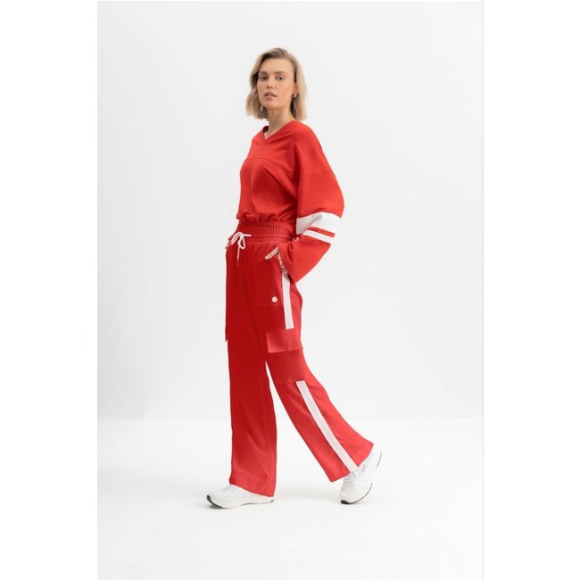 Calça Cargo Feminina Em Viscose Essendi Vermelho Médio Vermelho