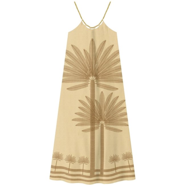Vestido Longo Estampado Com Alças E Amarração