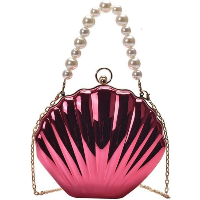 Bolsa Clutch Festa Concha Metal Cia do Vestido Rosa
