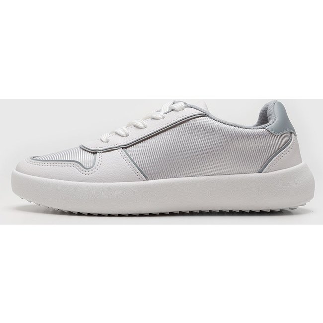 Tênis Feminino Moleca com Cadarço Branco e Cinza