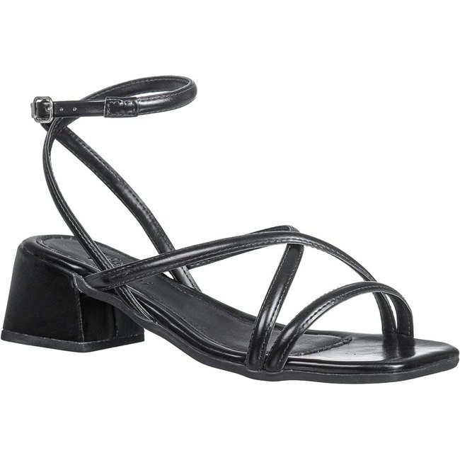Sandália Feminina Elegante Salto Bloco Tiras Cruzadas - Via Birigui Preto