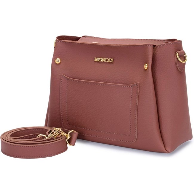 Bolsa Feminina Pequena Moncci Alça Trasversal Marrom Caramelo
