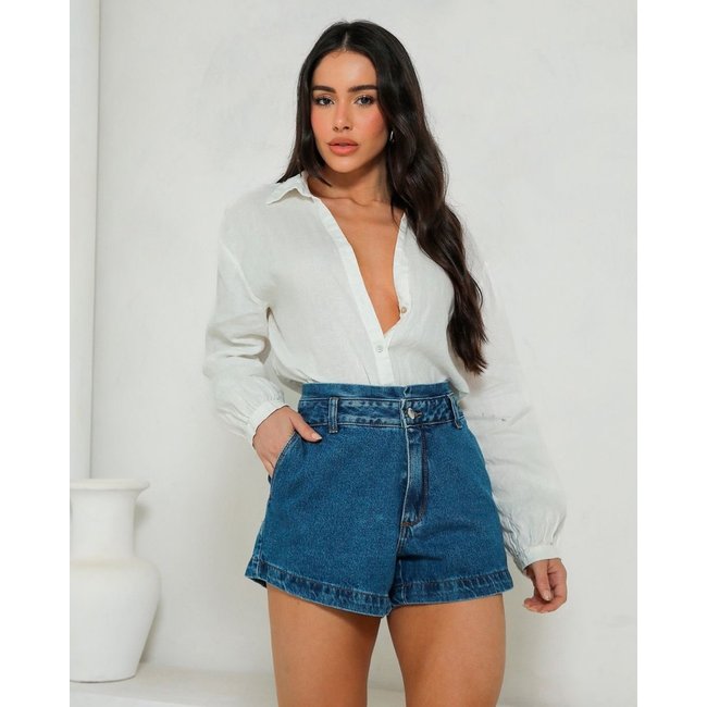 Shorts Jeans Mom Feminino Clochard 25082 Escura Consciência