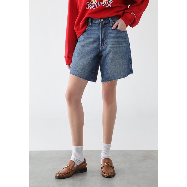 Shorts Feminino GAP Jeans Barra Desfiada Azul