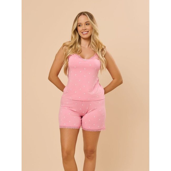 Pijama Feminino Curto De Alcinha Evanilda Rosa
