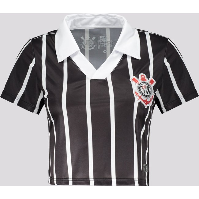 Cropped Corinthians Retrô Feminino Preto