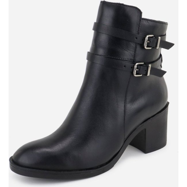Bota Couro Casual Maria Paula Salto Grosso Confortável Cano Baixo Preto