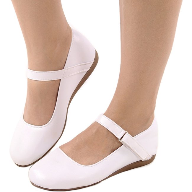 Sapato Sapatilha Boneca Fechado Confort Branco