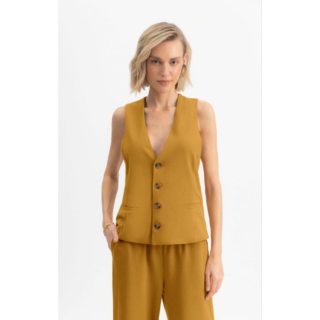 Colete Feminino Em Malha Flaks Essendi Amarelo Médio Amarelo