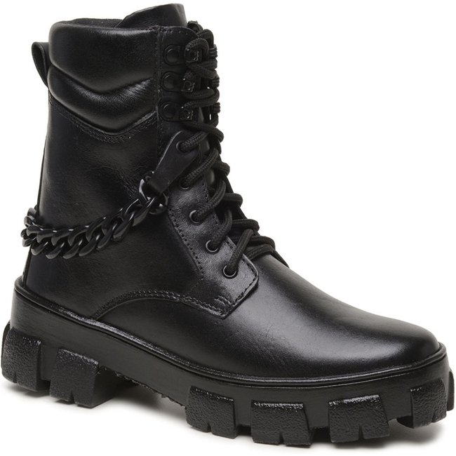 Bota Feminina Coturno Couro Corrente Tratorado Plataforma Verde