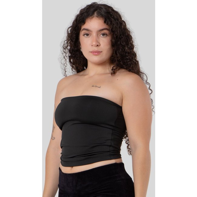 Top Tubinho Tomara que Caia Cropped Faixa Feminino Moda Básica Casual