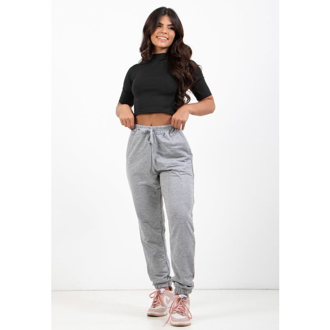 Calça Moletinho Diluxo Feminina Jogger Cinza