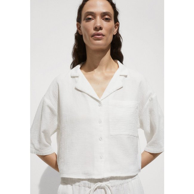 Camisa Mango Reta Texturizada Branca