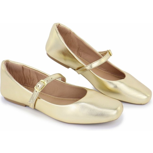 Sapatilha Mocassim Feminina Confortável Elegante Metalizada Dourada