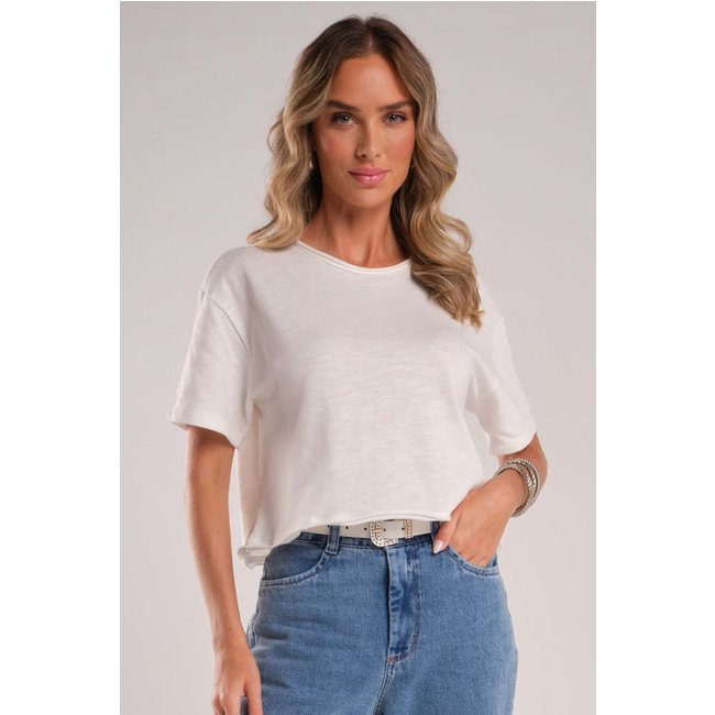 Blusa Feminina Manga Curta Marialícia Bege