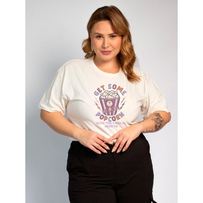 Camisa Feminina Cianitas Off Estampa Pipoca
