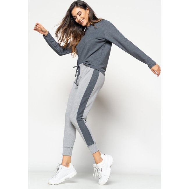 Calça Salvatore Comfy Jogger Com Faixa Lateral Moletinho Mescla