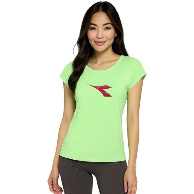Camiseta Diadora Big Logo Camo Feminina - Verde - diadora