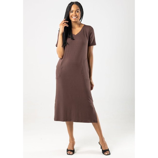 Vestido Midi Básico Pau a Pique Marrom MARROM - PP Pau a Pique