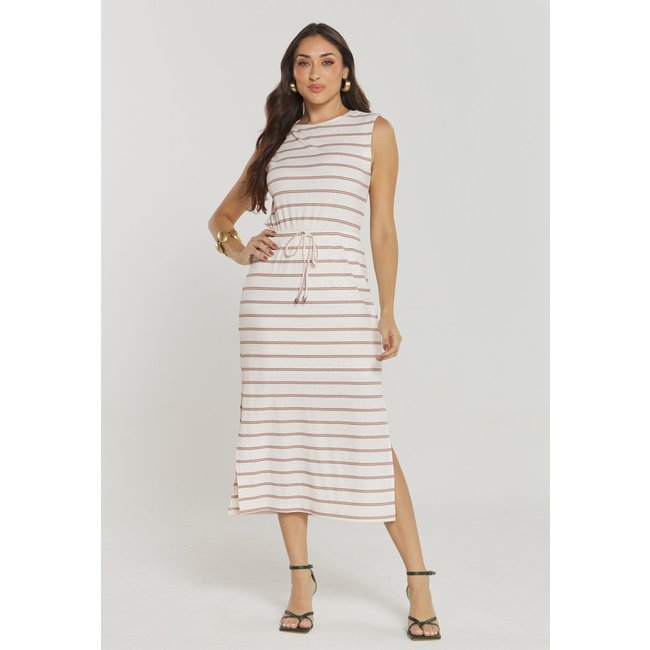 Vestido Rudély Listrado Marrom
