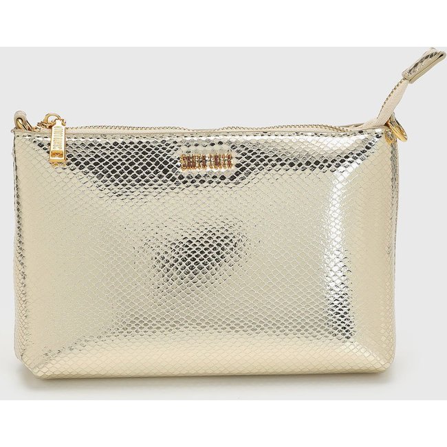 Bolsa Feminina Santa Lolla Metalizada Textura Snake Dourada