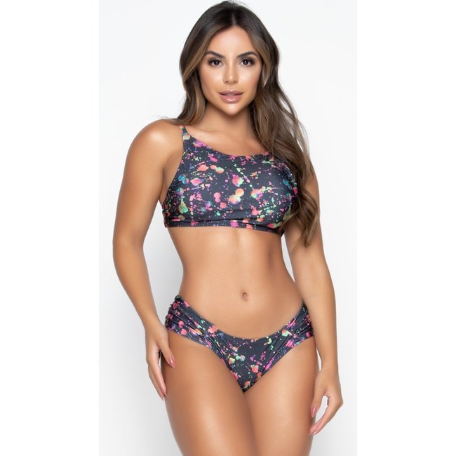 Biquini Bravaa Store Cropped Calcinha Borboleta Moda Praia Top 137 Preto