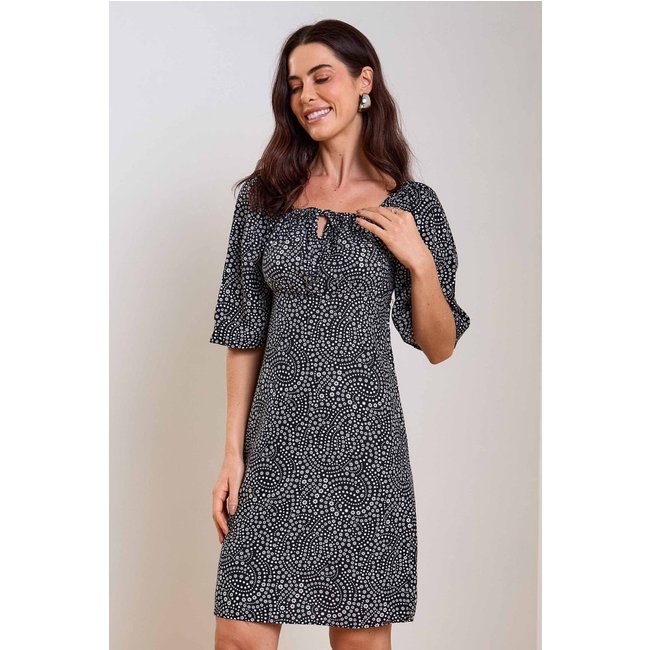 Vestido Feminino Curto Floral Marialícia Preto