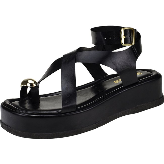 Sandália Feminina Chinelo Tamanco Feminino Papete Flatform Shekinah Tiras Cruzadas Confortável Moderno Macio Moda Preto