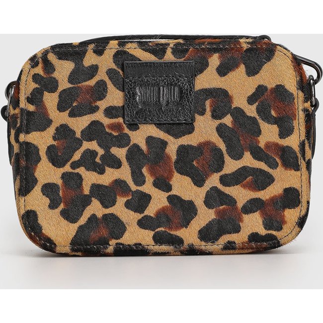 Bolsa Tiracolo Santa Lolla em Couro Animal Print Onça Caramelo