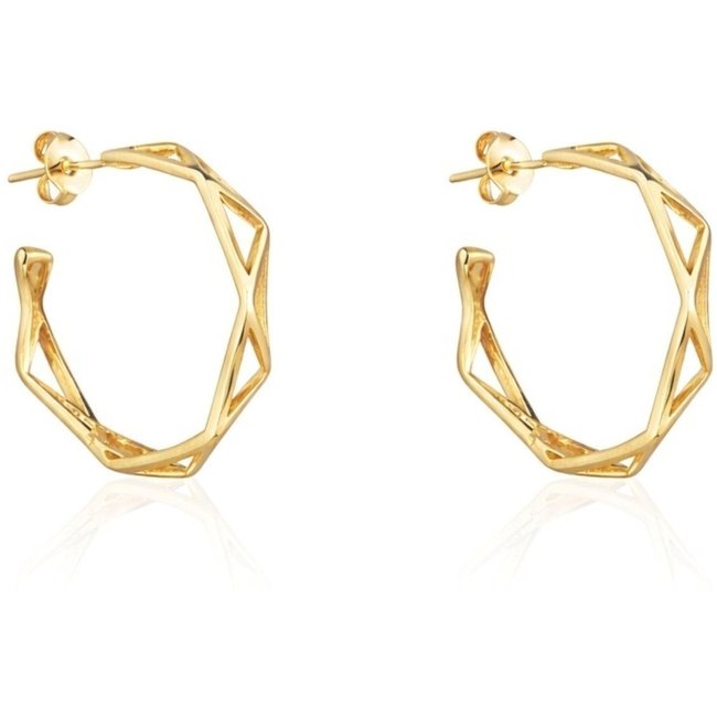 Brinco Argola Quadriculada Banhado a Ouro 18k