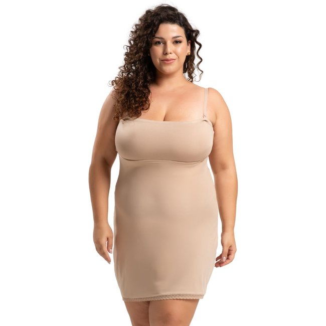 Combinete Anágua Vestido Plus Size Segunda Pele Tomara Que Caia Combinação Anágua Vestido Moda Evangélica Shanty Lingerie Bege