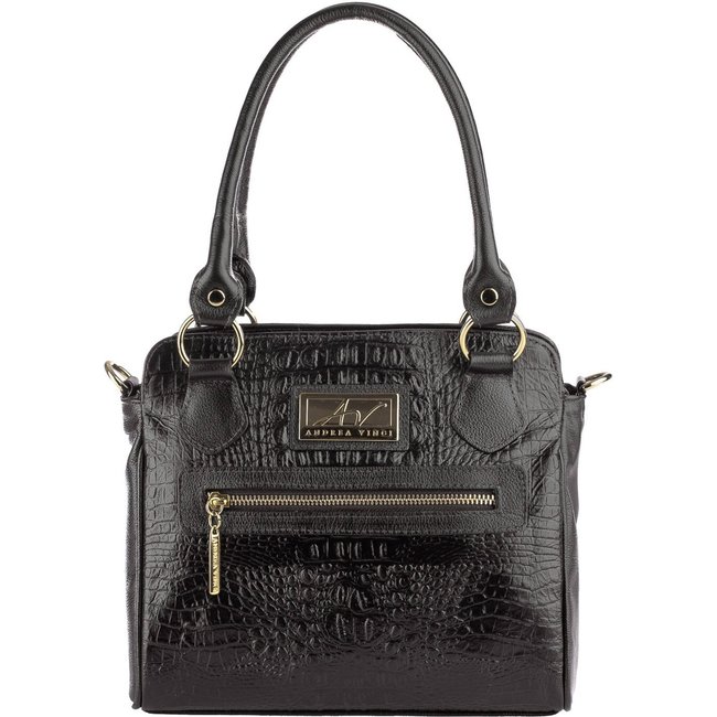 Bolsa de couro croco Amélia - Preto
