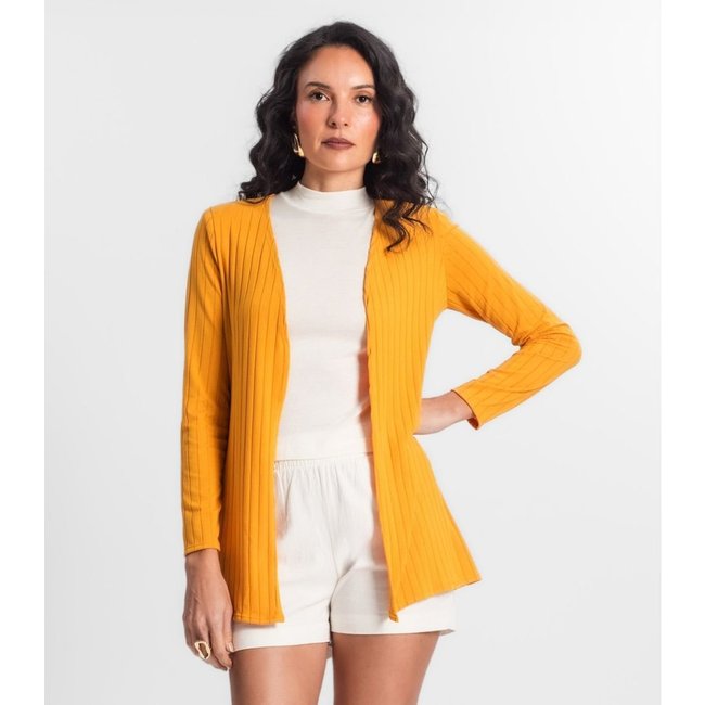 Cardigan Feminino Canelado Infinita Cor Amarelo