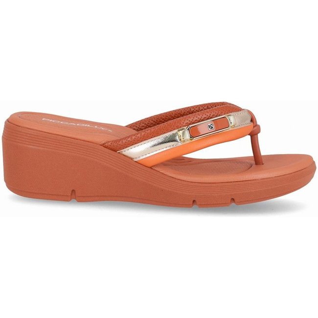 Chinelo Cecilia Anabela Médio Ocre com Laranja