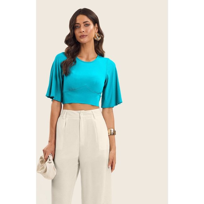 Blusa De Ribana Canelada Feminina Endless Azul
