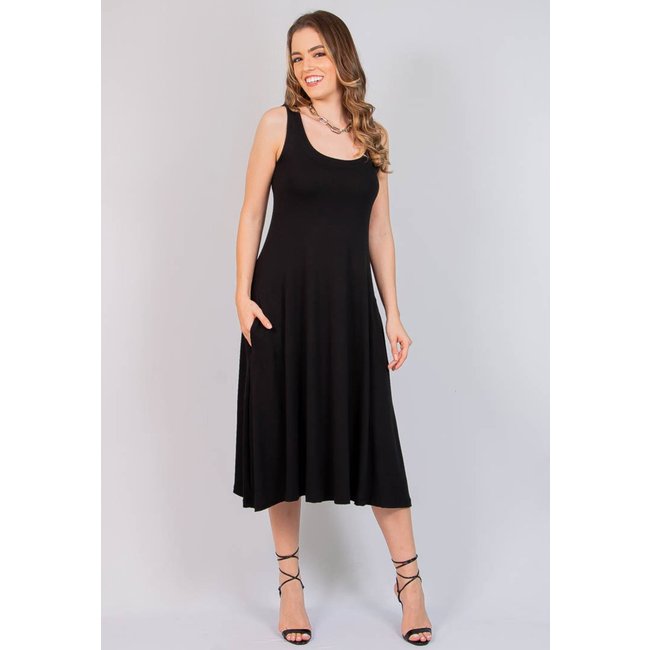Vestido Viscolycra Maria Paes Midi Preto