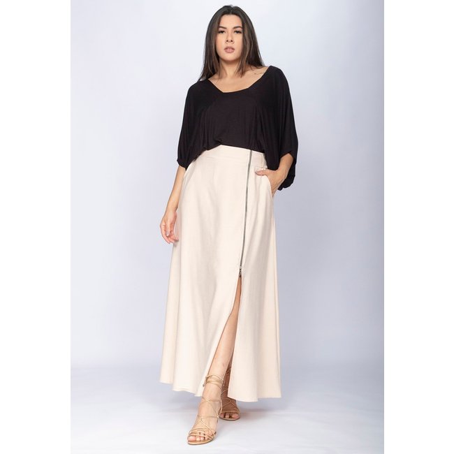 Saia Amazônia Vital Midi com Zíper Creme