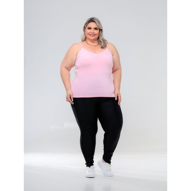 Regata Plus Size Feminina Basica Alcinha Fina Leve Estilo Casual GARAIS MODA Verão Rosa
