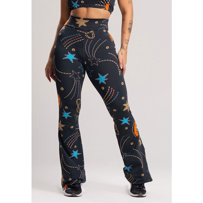 Calça MVB Modas Feminina Flare Pantalona Suplex Cosmic