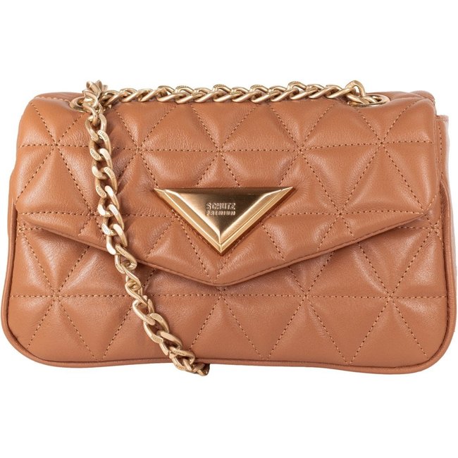 Bolsa Feminina Média Schutz Crossbody 944 Matelassê Clássica Couro Marrom Miele